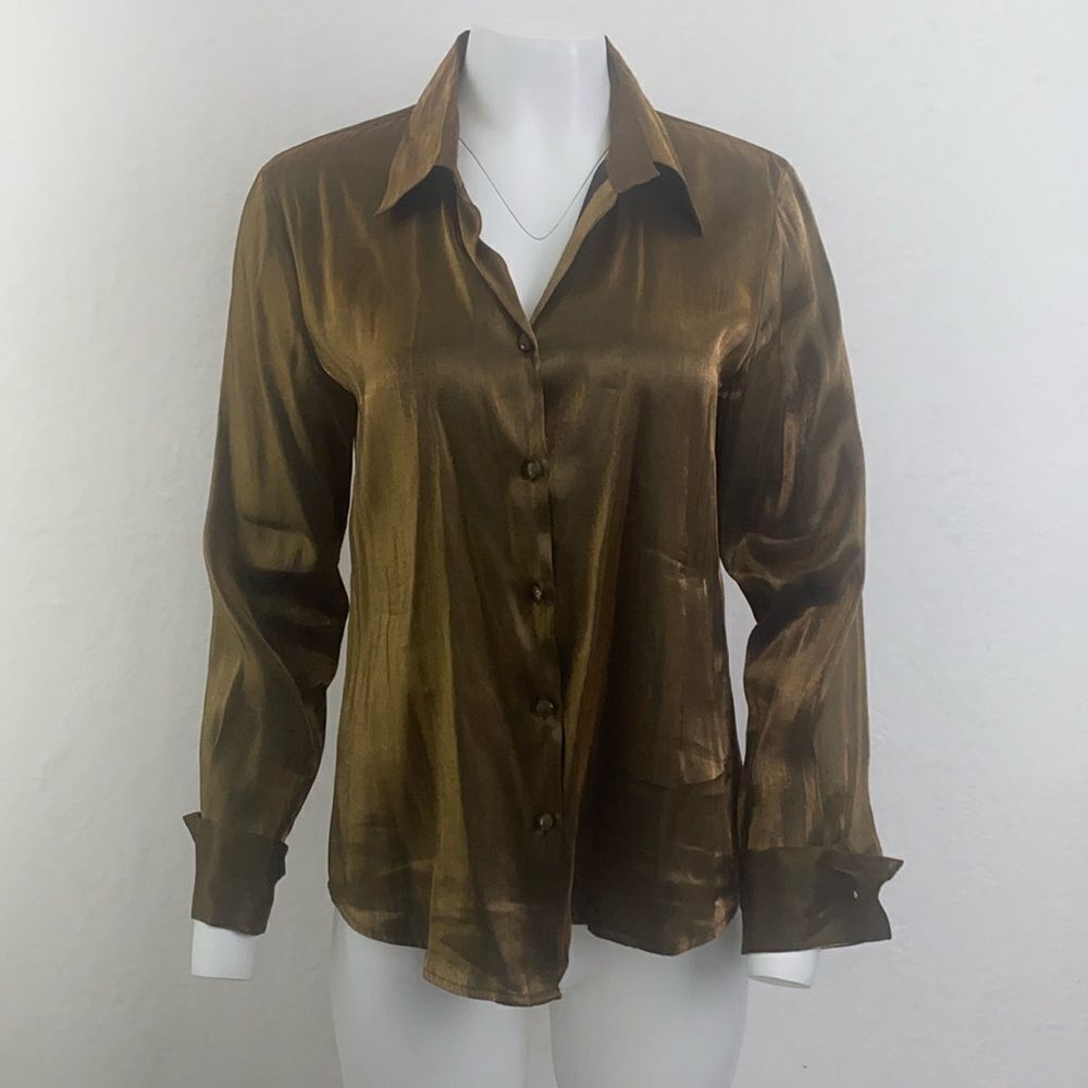 Notations Liquid Gold Button Down Shirt - image 1